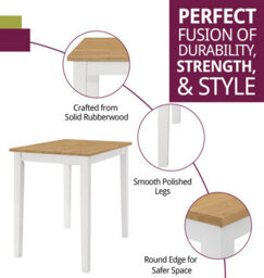 Hallowood Furniture Ledbury Small Dining Table In White Painted And Light Oak Finish - thumbnail 2