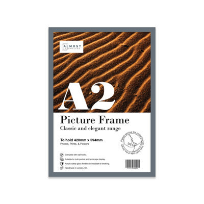 A2 Grey Picture Frame Fits A2 (42 X 59.4Cm - 16.5 X 23.4In) Poster, Photo, Artwork, Or Print. - image 1