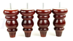 L&F 4X Solid Turned Wood Furniture Legs Chair Settee Feet 155mm 8mm Thread Mahogany - thumbnail 6