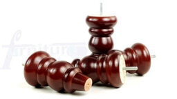 L&F 4X Solid Turned Wood Furniture Legs Chair Settee Feet 155mm 8mm Thread Mahogany - thumbnail 5