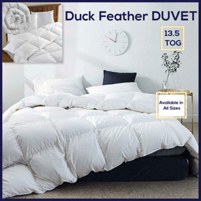 CHILIMILII Duck Feather & Down Duvet 13.5 Tog Quilt Desgin Hotel Quality Bedding Soft Warm Cosy Anti-Allergy All Sizes