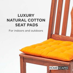 Homescapes Orange Seat Pads 100% Cotton Chair Cushions 40X40 Cm, Set Of 4 Plain Chair Pads For Dining, Kitchen Or Garden Outdoor - thumbnail 2