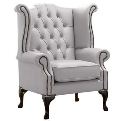 Chesterfield High Back Wing Chair Shelly Seely Leather Bespoke In Queen Anne Style - image 1