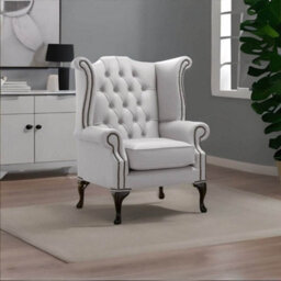 Chesterfield High Back Wing Chair Shelly Seely Leather Bespoke In Queen Anne Style - thumbnail 2