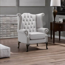 Chesterfield High Back Wing Chair Shelly Seely Leather Bespoke In Queen Anne Style - thumbnail 3
