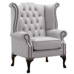 Chesterfield High Back Wing Chair Shelly Seely Leather Bespoke In Queen Anne Style - thumbnail 1