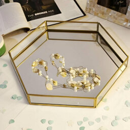 Urbn-Living Large - Hexagon Metal Gold Mirror Tray - thumbnail 7