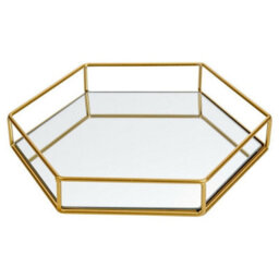 Urbn-Living Large - Hexagon Metal Gold Mirror Tray - thumbnail 6