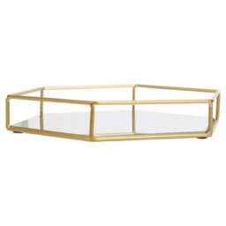 Urbn-Living Large - Hexagon Metal Gold Mirror Tray - thumbnail 9