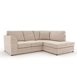 Furnishings For Less UK Quilted Soft Chenille Fabric 3 To 4 Seater L Shaped Corner Sofa Beige Right Hand Facing - Full Back - thumbnail 2