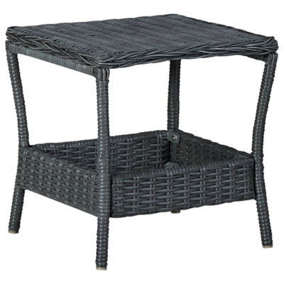 Berkfield Garden Table Dark Grey 45X45X46.5 Cm Poly Rattan - image 1