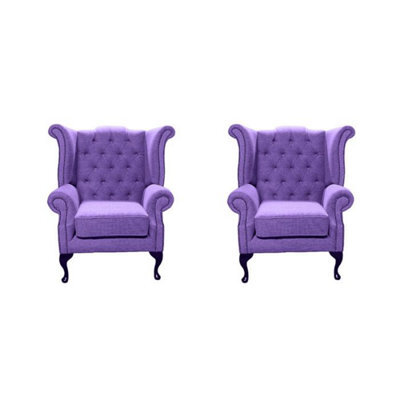 Chesterfield 2 X Chairs Verity Purple Fabric Chairs Offer In Queen Anne Style - image 1
