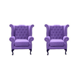 Chesterfield 2 X Chairs Verity Purple Fabric Chairs Offer In Queen Anne Style - thumbnail 1