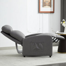 MCC Direct Recliner Pushback Adjustable Reclining Arm Chair Linen Fabric Grey - thumbnail 3