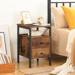 HOOBRO Bedside Table With 2 Drawers, Industrial Sofa Side End Table, Nightstand, End Table With Storage Shelves, For Living Room, - thumbnail 6