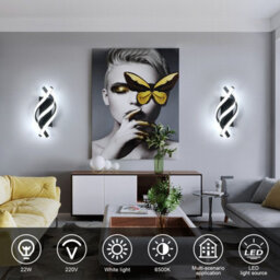 Pheashine Modern Black Led Wall Light,22W Cool White 6000K Aluminum And Acrylic For Bedroom Or Balcony - thumbnail 2