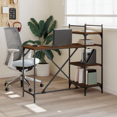 Berkfield Computer Desk With Shelves Brown Oak 120X47X109 Cm - image 1