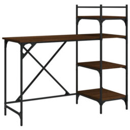 Berkfield Computer Desk With Shelves Brown Oak 120X47X109 Cm - thumbnail 6