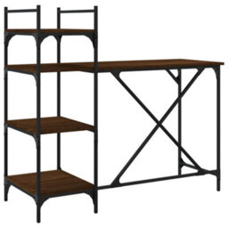 Berkfield Computer Desk With Shelves Brown Oak 120X47X109 Cm - thumbnail 2