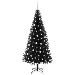 Vidaxl Christmas Tree With 300 Leds With Stand Black 210 Cm Pvc - thumbnail 4