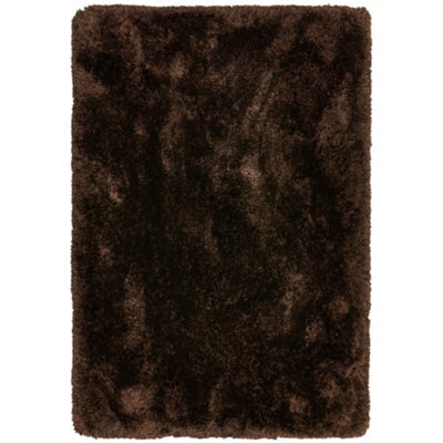 Plush Dark Chocolate Luxury Shaggy Polyester Handmade Luxurious Sparkle Modern Rug For Living Room And Bedroom-70Cm X 140Cm - image 1