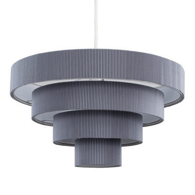Valuelights Nevada Modern 4 Tier Dark Grey Fabric Ceiling Light Shade (D)40.5Cm - image 1