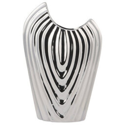 Beliani Decorative Vase Ecetra Stoneware 26 Cm Silver - thumbnail 4