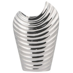 Beliani Decorative Vase Ecetra Stoneware 26 Cm Silver - thumbnail 1