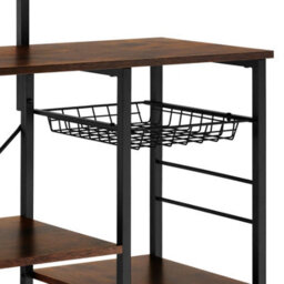 Tectake Shelving Unit Crawley - Industrial Style, 6 Shelves, Pull-Out Basket, 90 X 40 X 131.5 Cm - Industrial Wood Dark, Rustic - thumbnail 8