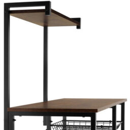 Tectake Shelving Unit Crawley - Industrial Style, 6 Shelves, Pull-Out Basket, 90 X 40 X 131.5 Cm - Industrial Wood Dark, Rustic - thumbnail 9