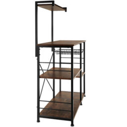 Tectake Shelving Unit Crawley - Industrial Style, 6 Shelves, Pull-Out Basket, 90 X 40 X 131.5 Cm - Industrial Wood Dark, Rustic - thumbnail 4