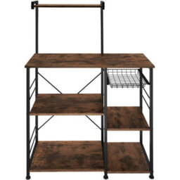 Tectake Shelving Unit Crawley - Industrial Style, 6 Shelves, Pull-Out Basket, 90 X 40 X 131.5 Cm - Industrial Wood Dark, Rustic - thumbnail 3
