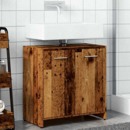 Berkfield Durable Bathroom Sink Cabinet Old Wood 60X33X60 Cm Engineered Wood - thumbnail 4
