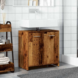 Berkfield Durable Bathroom Sink Cabinet Old Wood 60X33X60 Cm Engineered Wood - thumbnail 3