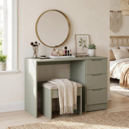 Fwstyle Luno 3 Drawer Dressing Vanity Makeup Table Home Office Desk Green