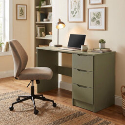 Fwstyle Luno 3 Drawer Dressing Vanity Makeup Table Home Office Desk Green - thumbnail 3