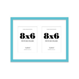 16X12 Inch 2 Opening Photo Collage Frame, Display Two 8X6 Inch Photos, Multi Aperture Family Picture Frame, Turquoise - thumbnail 2
