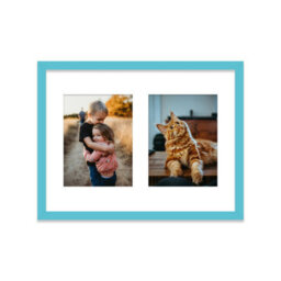 16X12 Inch 2 Opening Photo Collage Frame, Display Two 8X6 Inch Photos, Multi Aperture Family Picture Frame, Turquoise