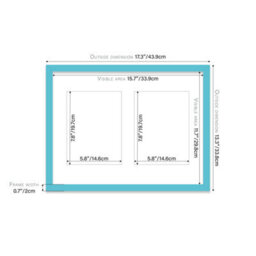 16X12 Inch 2 Opening Photo Collage Frame, Display Two 8X6 Inch Photos, Multi Aperture Family Picture Frame, Turquoise - thumbnail 4