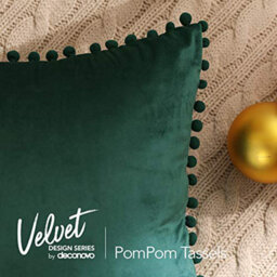 Deconovo 2 Pack Pom Pom Large Crushed Velvet Cushion Covers With Invisible Zipper 65Cm X 65Cm Forest Green - thumbnail 3