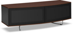 "Centurion Supports Caru Gloss Black And Walnut Beam-Thru Remote Friendly Contemporary ""d"" Shape Design Up To 65"" Tv Cabinet" - thumbnail 4