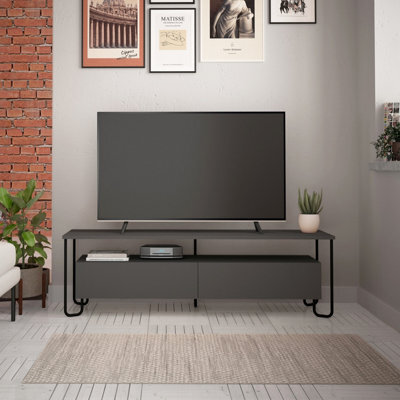 Decortie Cornea Modern Tv Unit Anthracite Grey With Storage Tv Cabinet 150Cm - image 1