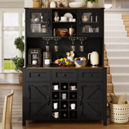 Btm 120Cm Tall Kitchen Cabinet With 4 Doors 3 Drawers Led Usb Ports Black - thumbnail 3