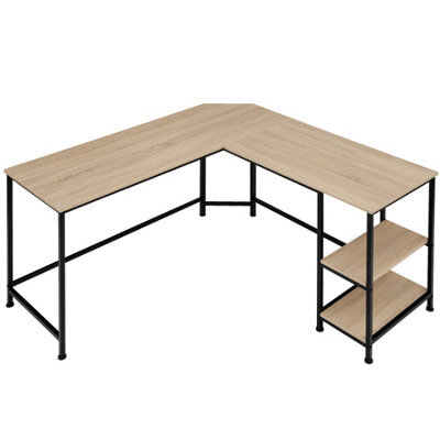 Tectake Desk Hamilton - Corner Unit, Shelf With 2 Storage Compartments 138 Cm - Industrial Wood Light, Oak Sonoma - image 1