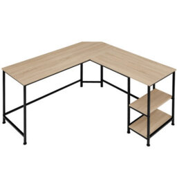 Tectake Desk Hamilton - Corner Unit, Shelf With 2 Storage Compartments 138 Cm - Industrial Wood Light, Oak Sonoma