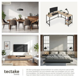 Tectake Desk Hamilton - Corner Unit, Shelf With 2 Storage Compartments 138 Cm - Industrial Wood Light, Oak Sonoma - thumbnail 5