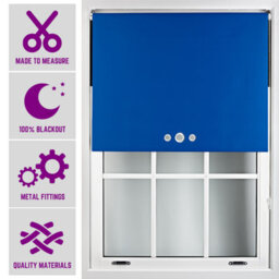 FURNISHED Blue Roller Blind With Triple Round Eyelet Design And Metal Fittings - Made To Measure Blackout Blinds, (W)150Cm X (L)165Cm - thumbnail 1