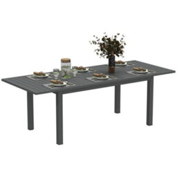 Outsunny Extending Garden Table With Slatted Top, 160/220 X 90 X 73 Cm, Grey - thumbnail 2