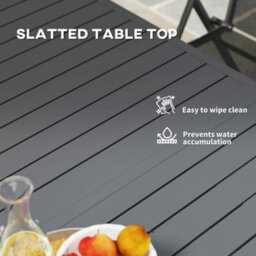 Outsunny Extending Garden Table With Slatted Top, 160/220 X 90 X 73 Cm, Grey - thumbnail 7
