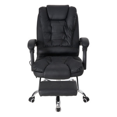 Darphe Black Ergonomic Massage Office Chair With Retractable Footrest And Lumbar Support - image 1